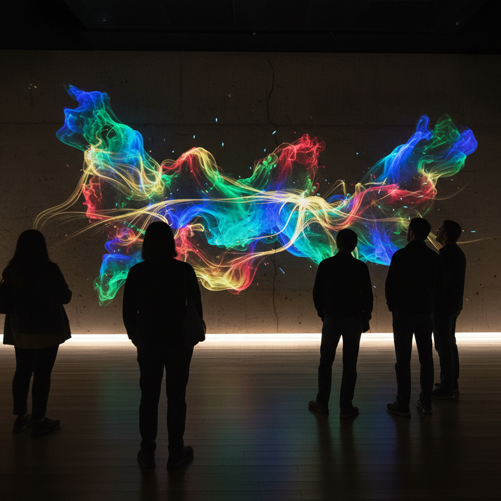Augmented reality projection on gallery wall