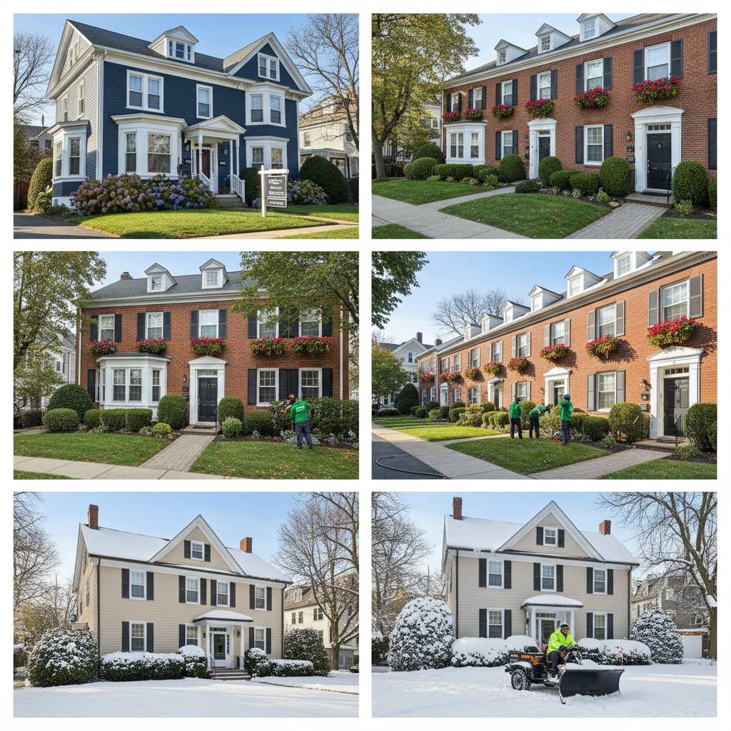 Residential property portfolio in Roxbury MA maintained by Bromfield Development with professional upkeep and seasonal services