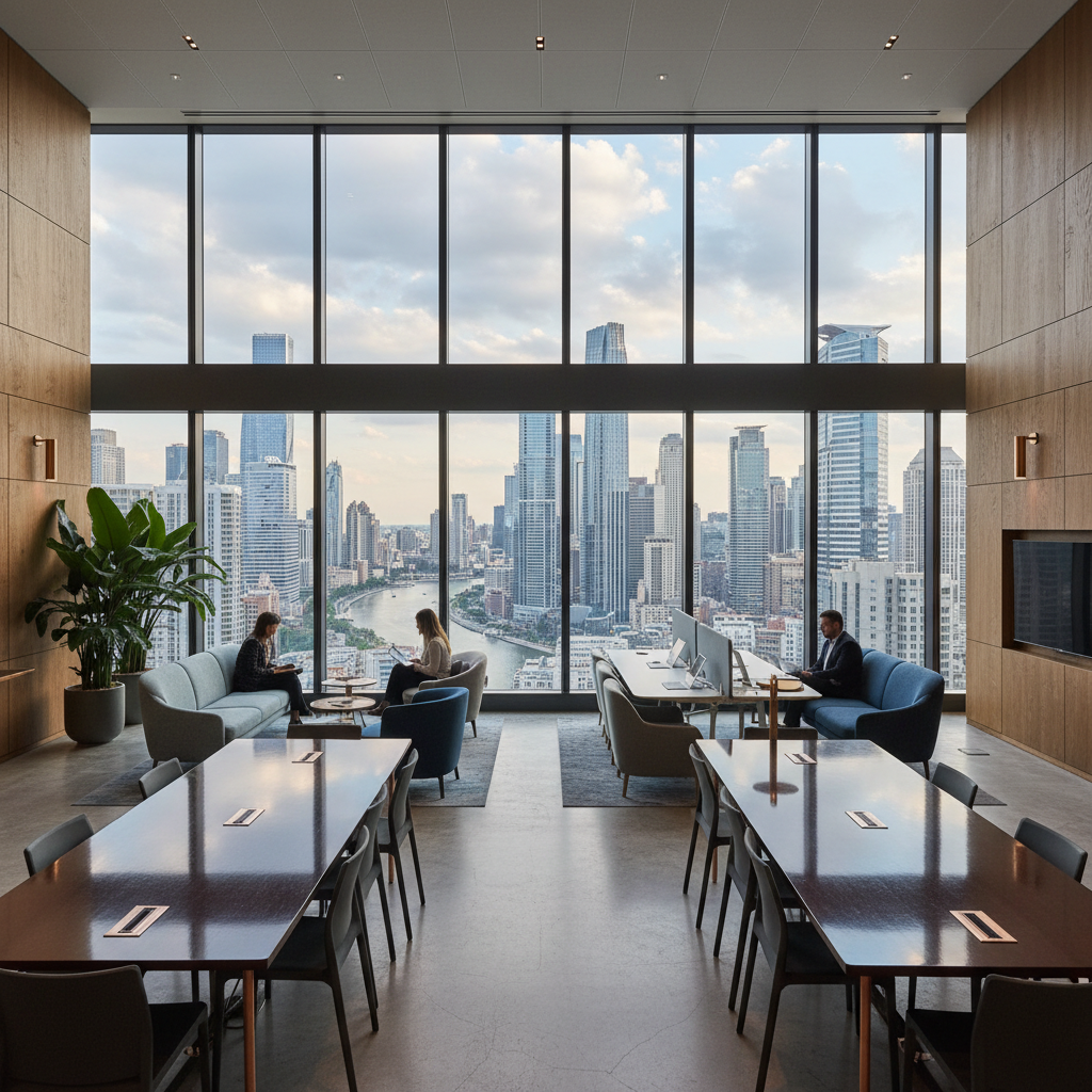 Sleek Singapore coworking with marina bay views