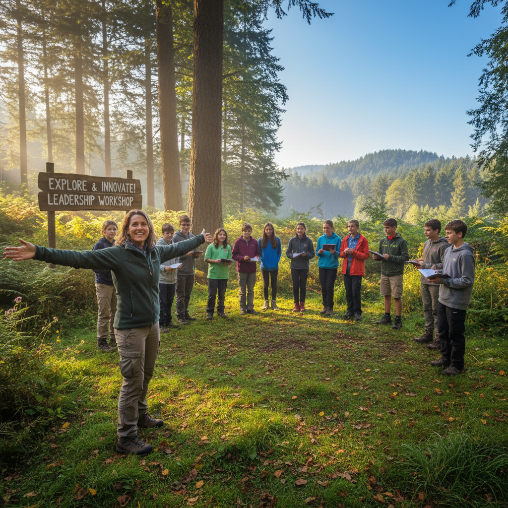 Priya Nair, program director, at an outdoor workshop with teens
