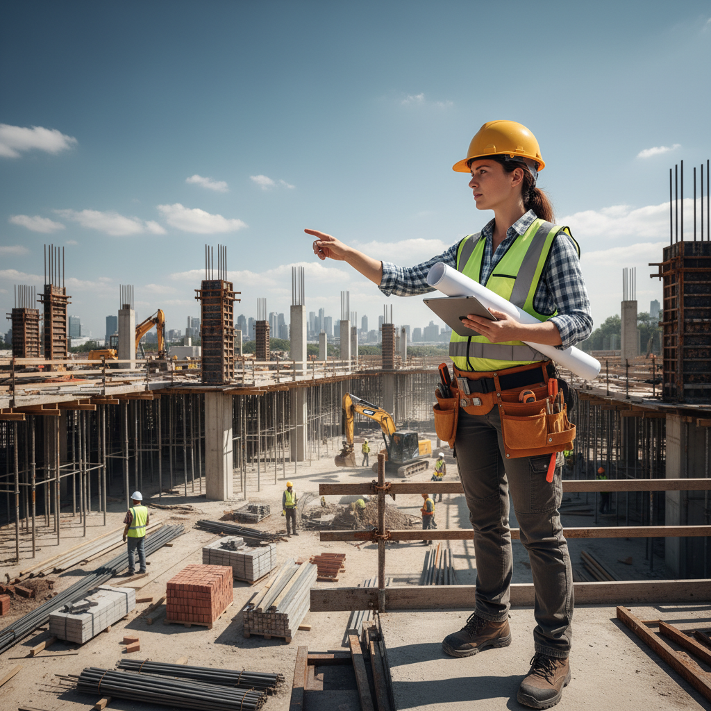 Барилгын газар дээр ажиллаж буй архитектор