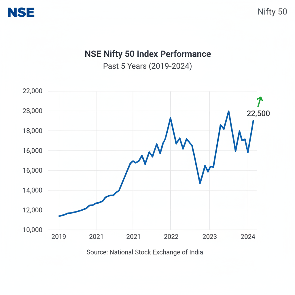 Nifty 50 ETF performance chart with top holdings and expense ratio comparison