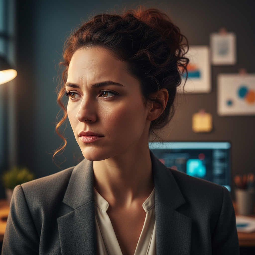 Anika Sharma, solo founder and CTO, thoughtful expression in warm light