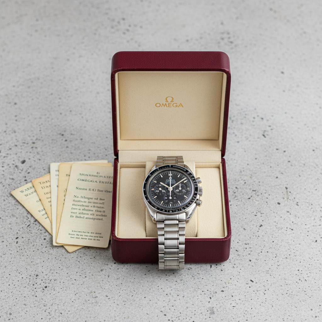1972 Omega Speedmaster Professional moonwatch with original box and papers