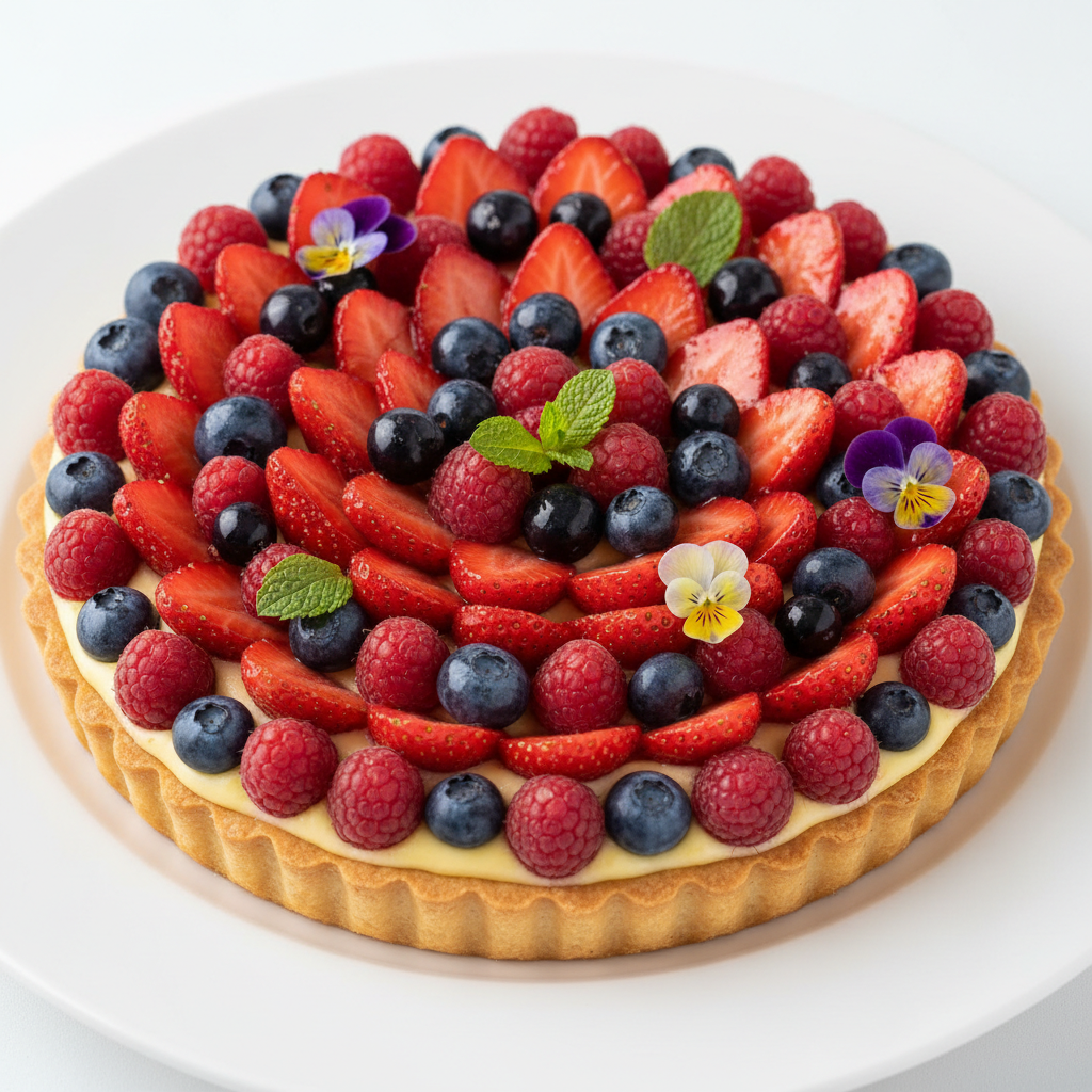 Fruit tart with crème pâtissière and fresh seasonal berries