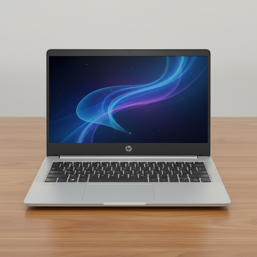 HP Laptop 15s silver open on table, everyday affordable laptop for students