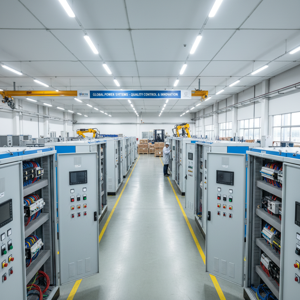 Electrical control panel assembly workshop with technicians working on MCC panels in a bright industrial facility
