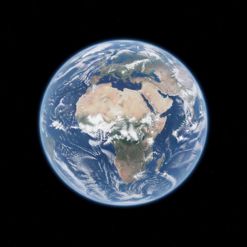 Deep space orbital view showing Earth's curve from geostationary altitude