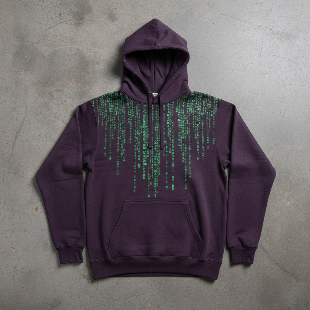 Washed black hoodie laid flat on concrete surface