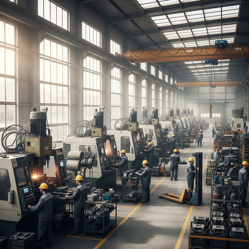 Manufacturing facility with machinery and workers representing MSME industrial operations