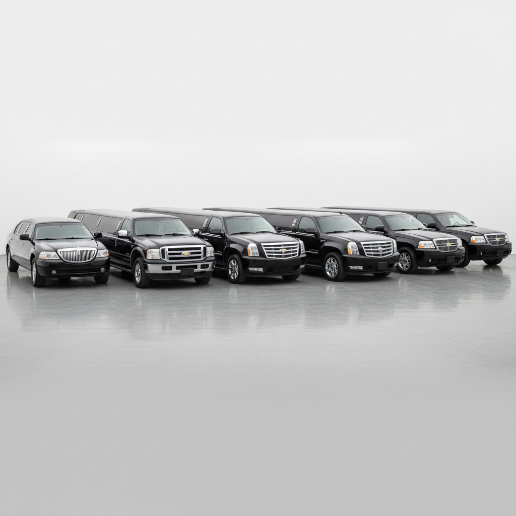 Black stretch limousine — Lincoln 10-pax, Ford and Chevy 16-pax, Cadillac and Chevy 18-pax stretch limos for hire