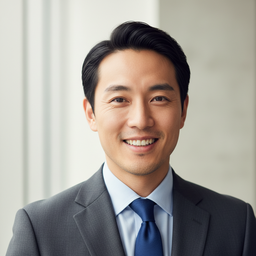 Professional Asian man in business attire with confident smile
