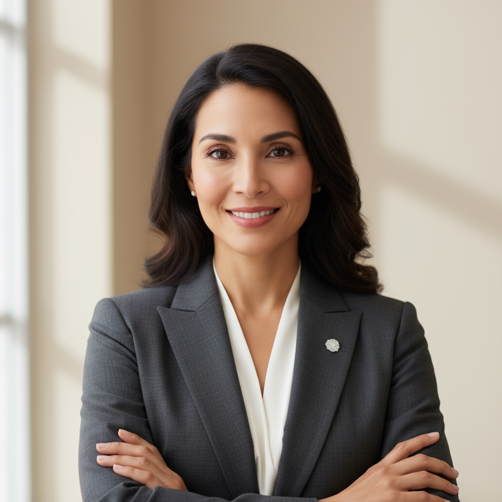 Professional interim executive manager leading strategic business meeting with confident leadership presence