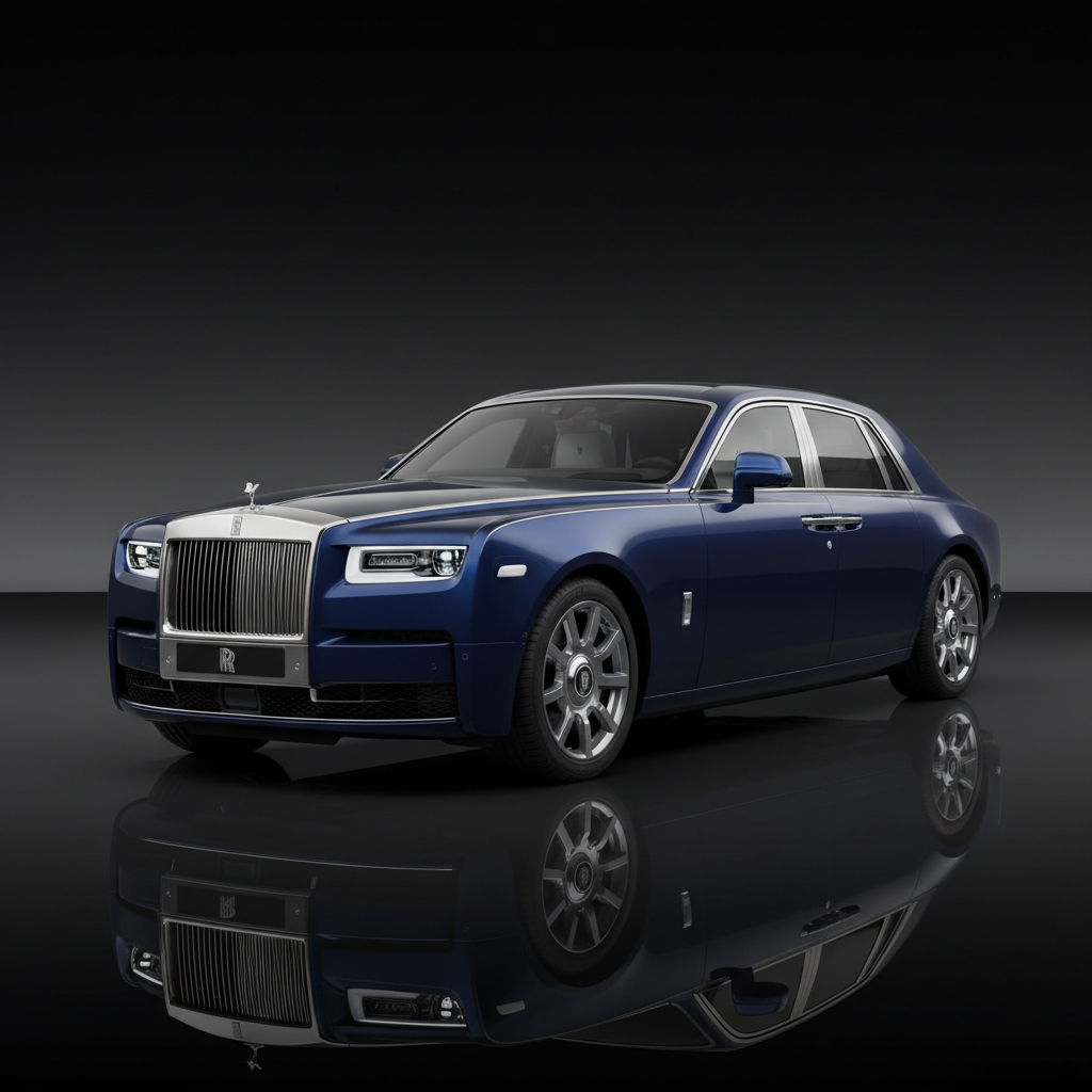 Rolls-Royce Phantom Series II in Andalusian Black parked at grand hotel entrance at night