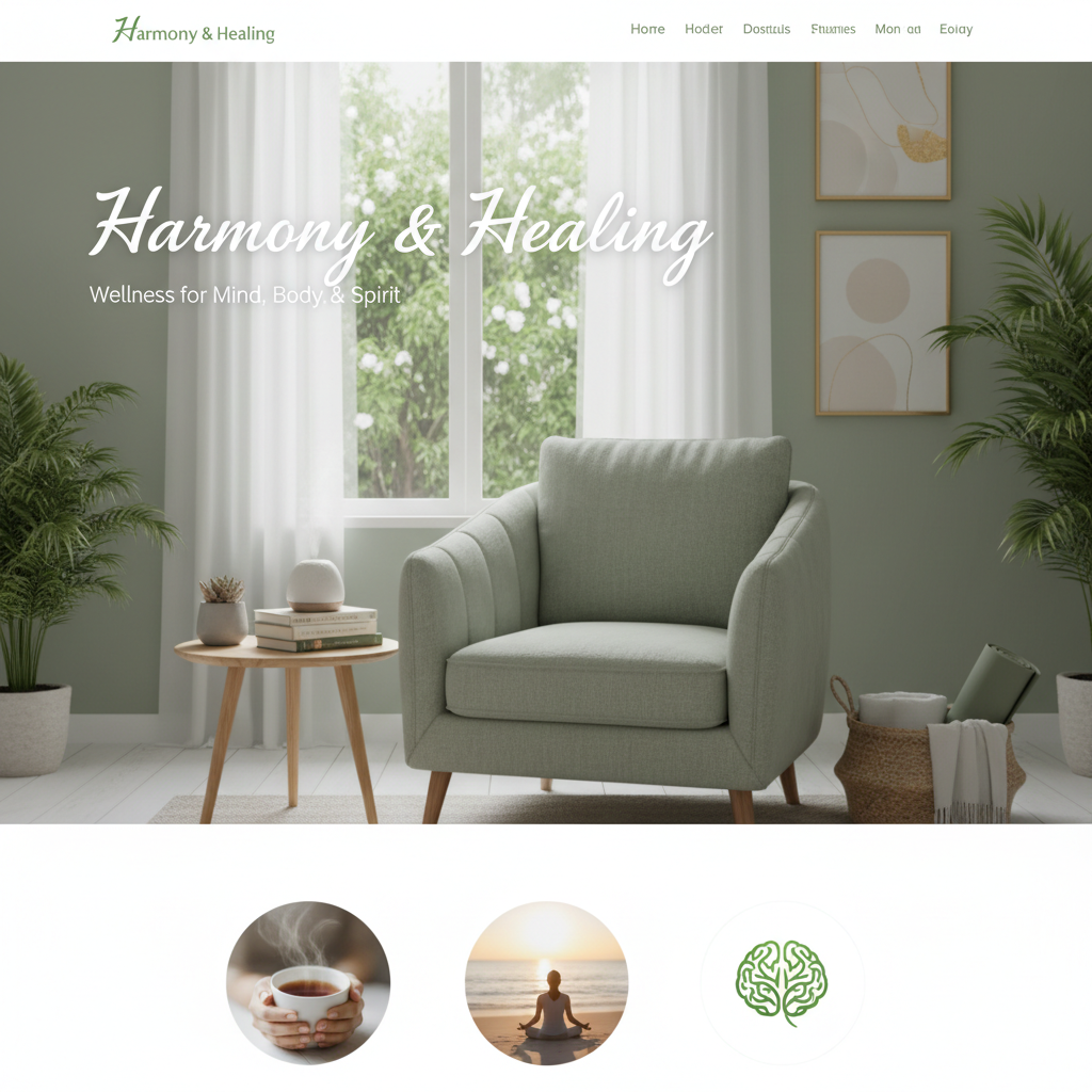Wellness coaching website, dark serene studio background, low-key atmospheric lighting