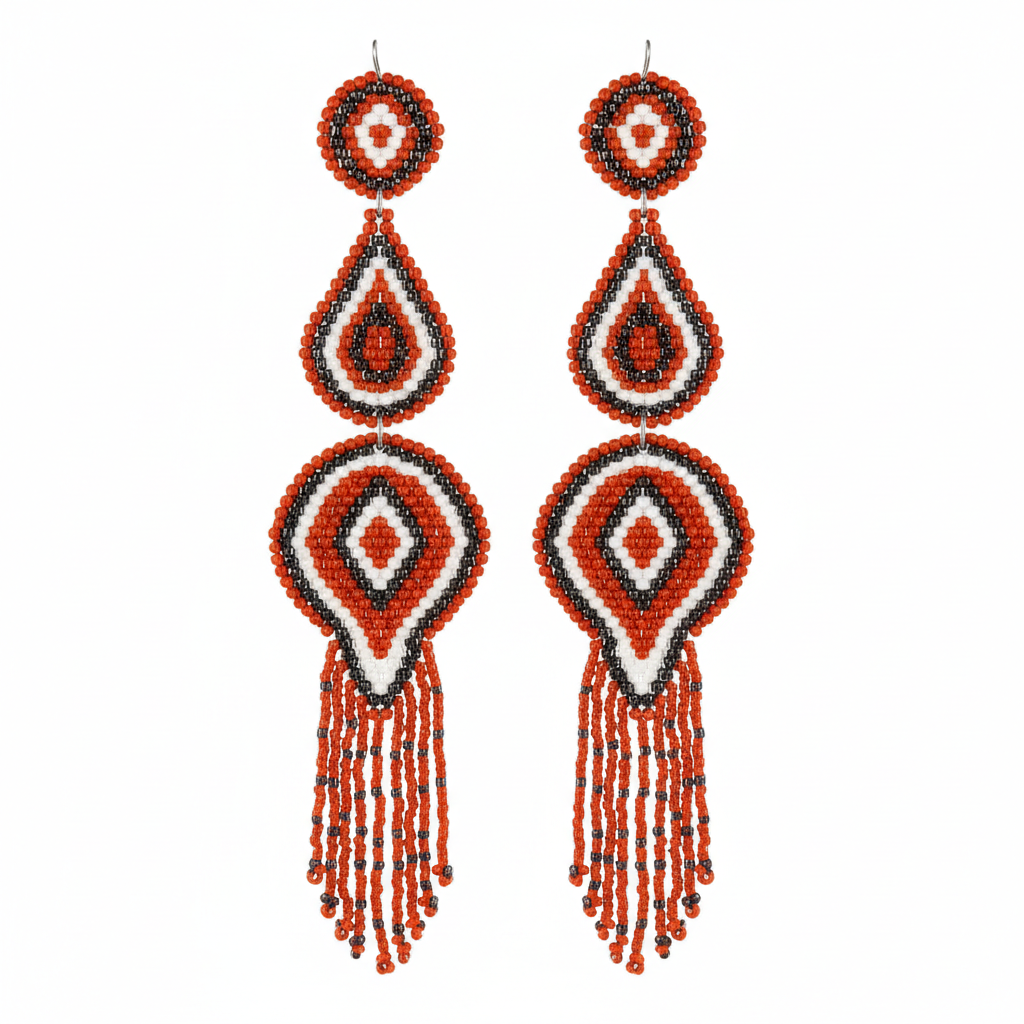 Traditional Nigerian beadwork in colorful patterns showcasing cultural artistry