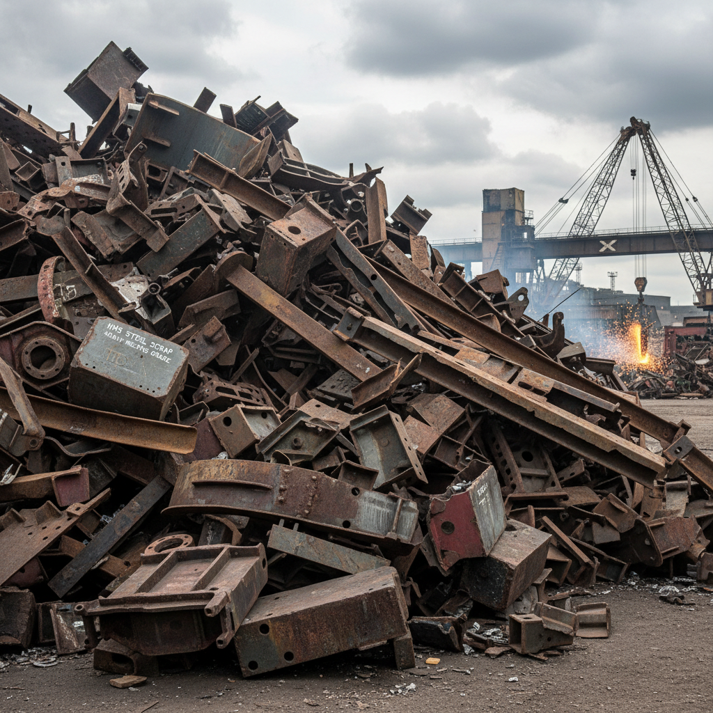 HMS 1 heavy melting steel scrap pieces for industrial recycling