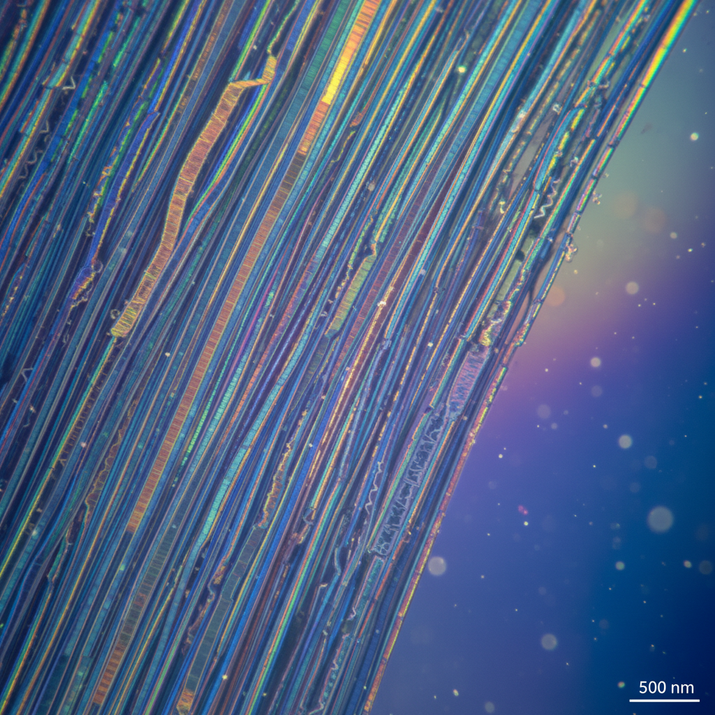 Extreme macro of plant protein fiber architecture showing aligned grain structure