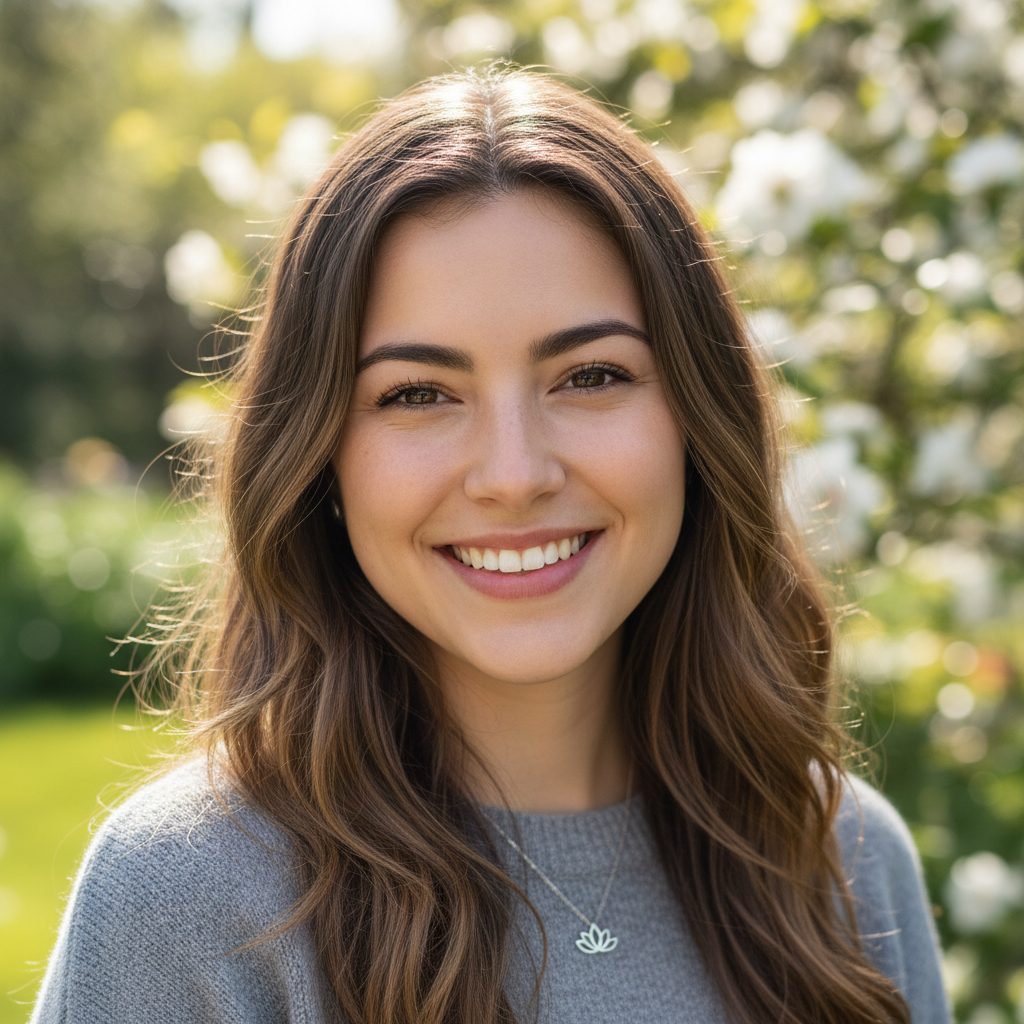 Young woman with warm smile