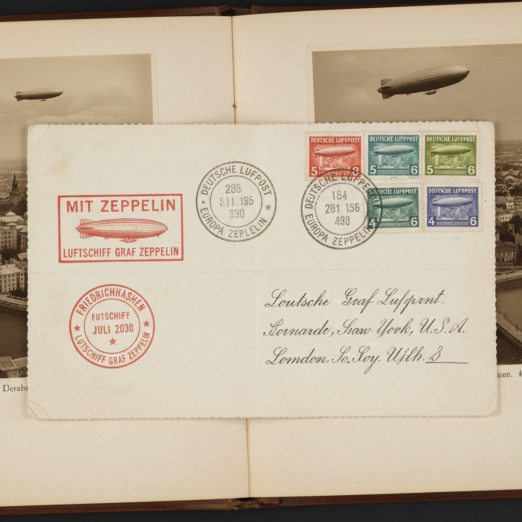 Zeppelin flight cover with special franking and red cachet dated 1930