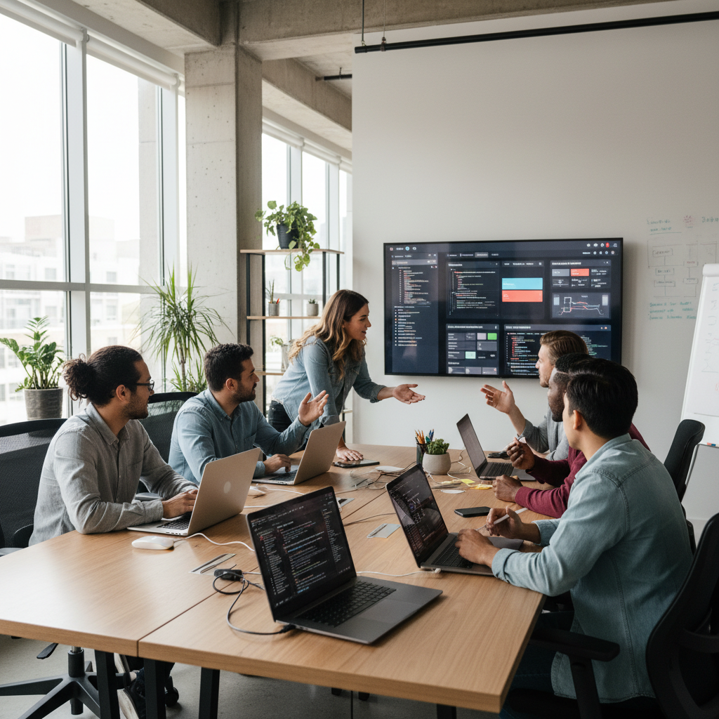 Gelir elde eden startup ekibi ofis ortamında çalışıyor