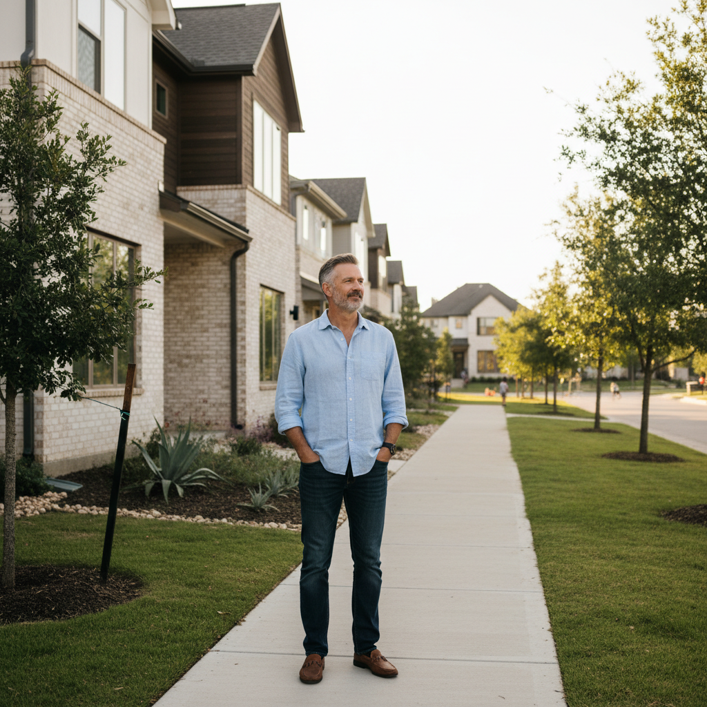 Community-Mitglied — Mann in dunkelblauem Hemd