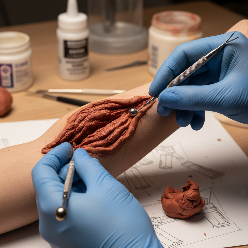 Sculpting wound edges in oil-based clay