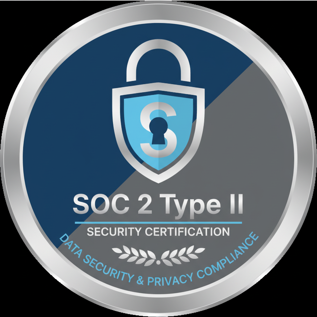 Data privacy compliance badge with lock icon and security certification