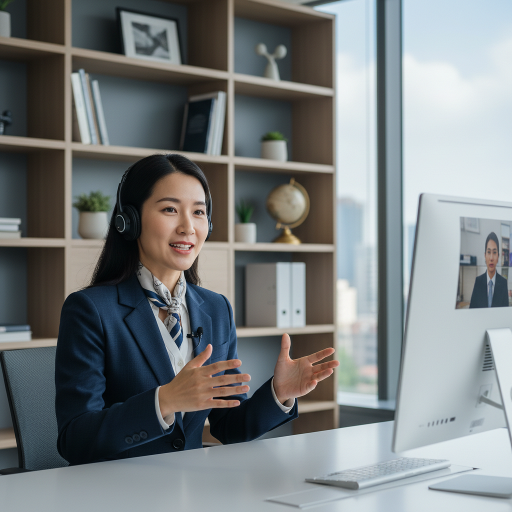 Filipino professional woman conducting an in-person interview in a bright modern office