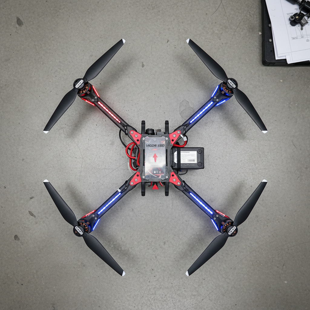 VIGOR S50 top-down layout showing quad-rotor arm configuration