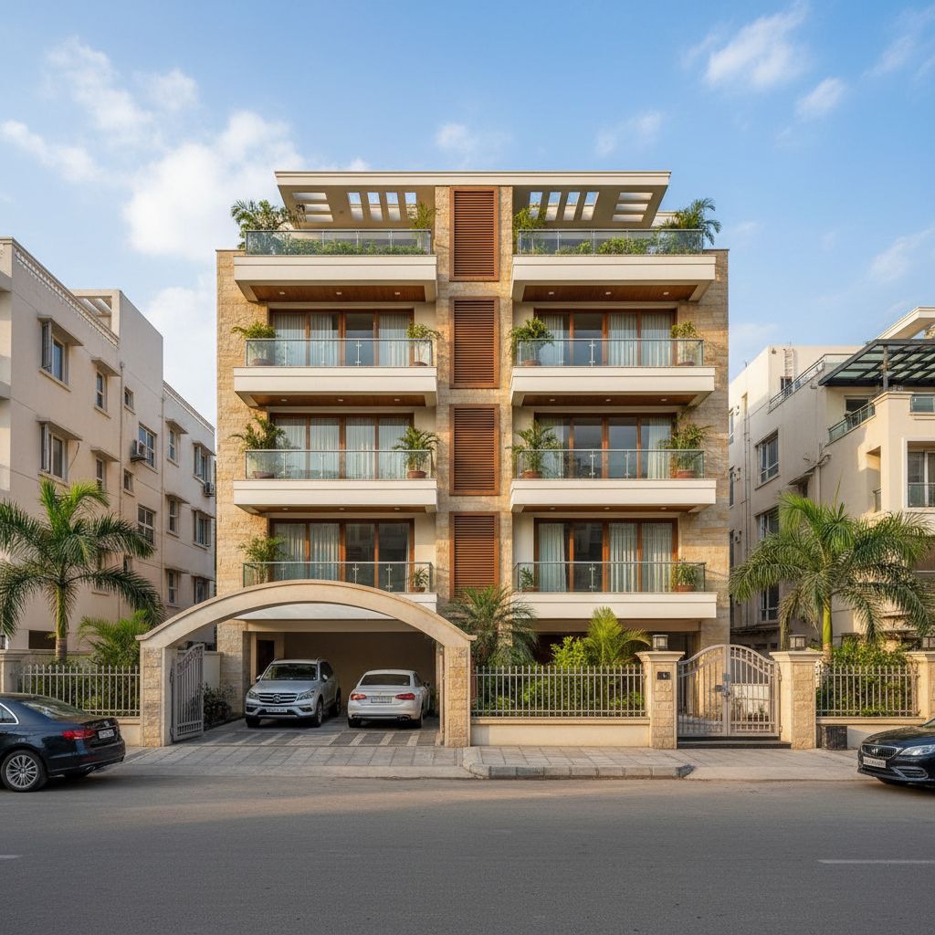 Two-story independent house with garden and car parking in residential colony