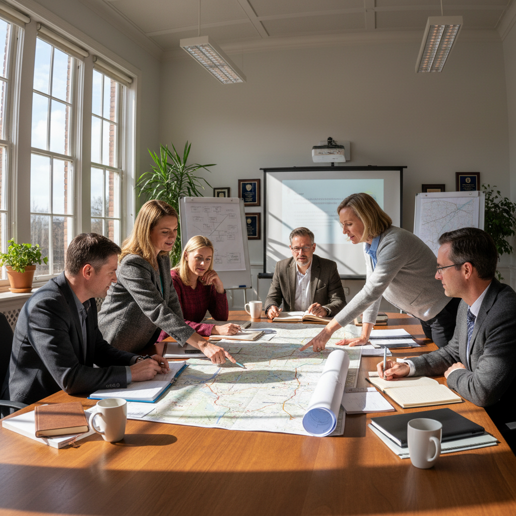 Business professionals in a meeting room discussing China trade