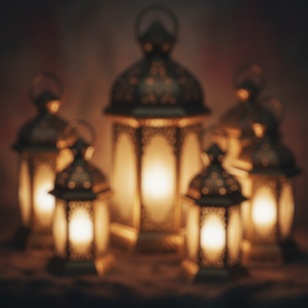 Mystery piece 5 — blurred preview of brass lanterns