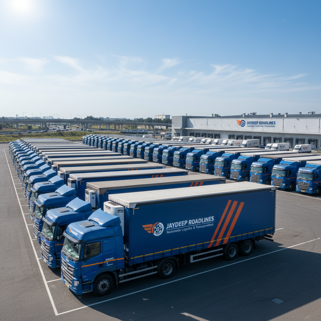 Jaydeep Roadlines fleet of trucks representing nationwide logistics network and professional transportation services