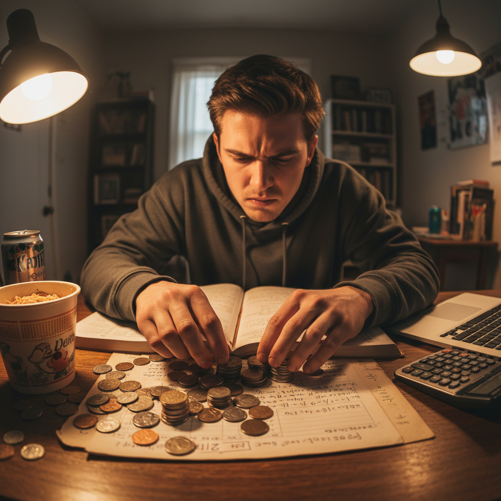 Teacher helping student solve math problem at desk, warm indoor lighting
