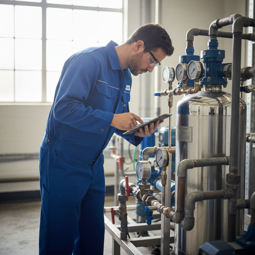 Maintenance technician inspecting industrial equipment