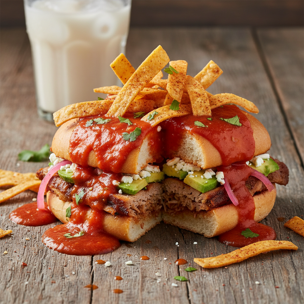 Mexican Sandwich — Zesty Mexican-spiced sandwich, Indian café food photography with warm colours and appetising presentation
