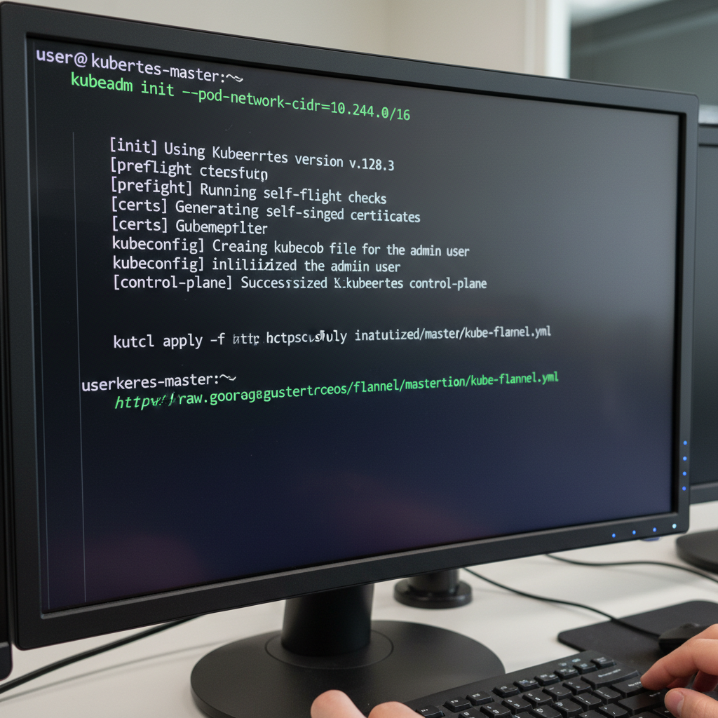 Terminal window showing Kubernetes cluster setup commands