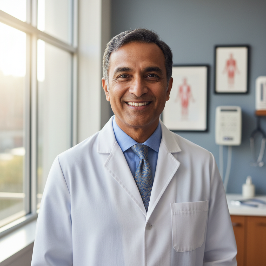Dr. Marcus Webb, board-certified urologist, confident and approachable