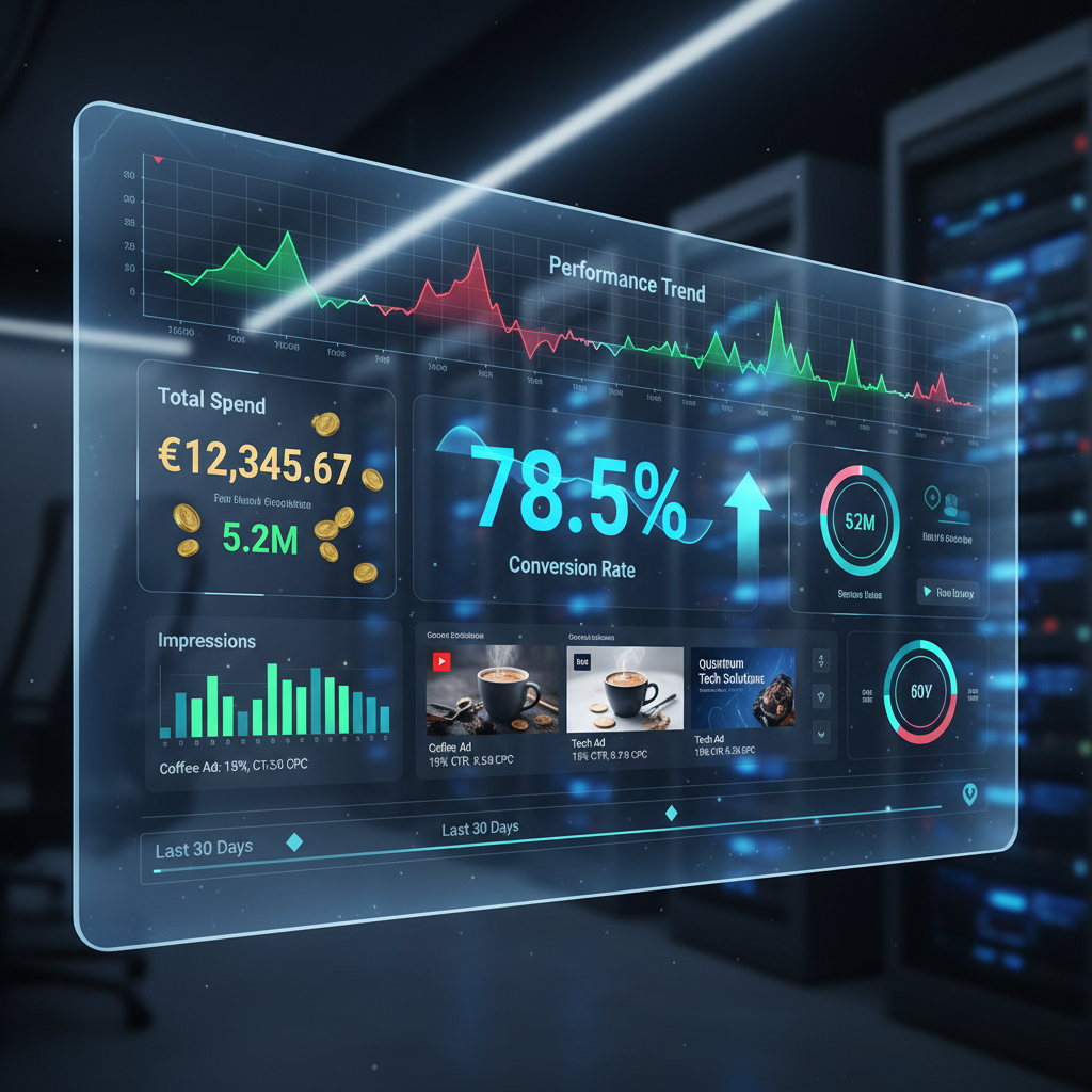 Digital advertising dashboard showing campaign performance metrics