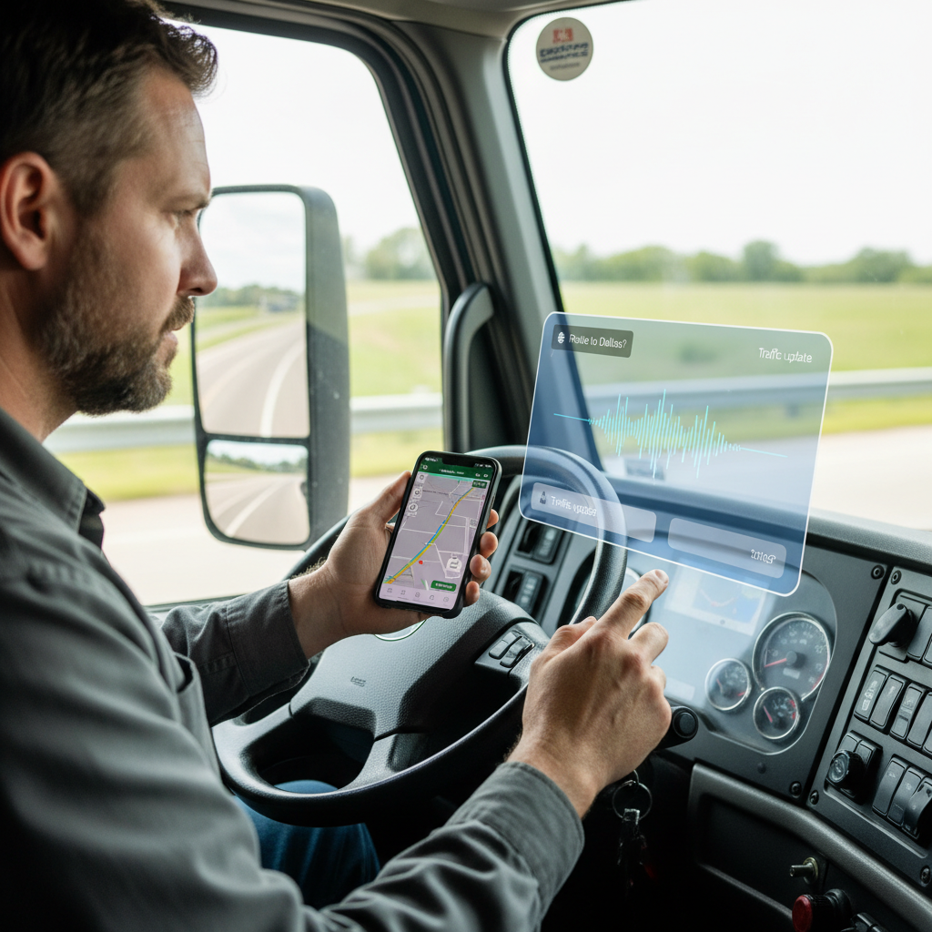 Truck driver using mobile technology and virtual assistant services