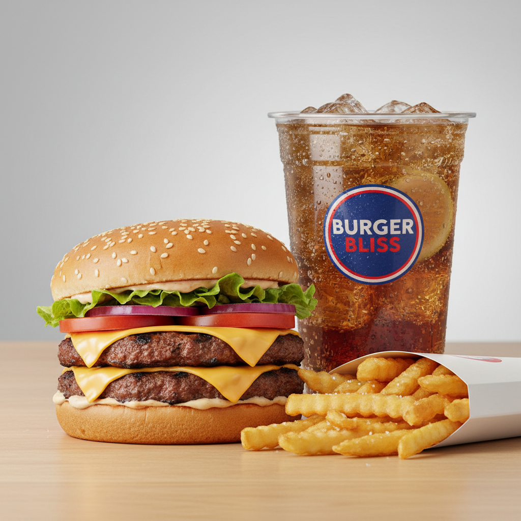 Combo grande con hamburguesa doble, papas y malteada
