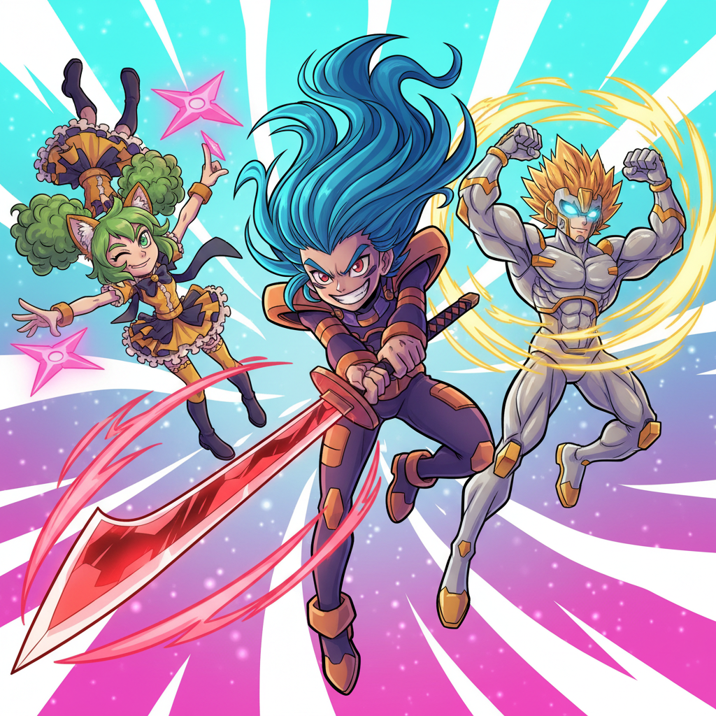 Colorful anime-style illustration with vibrant colors