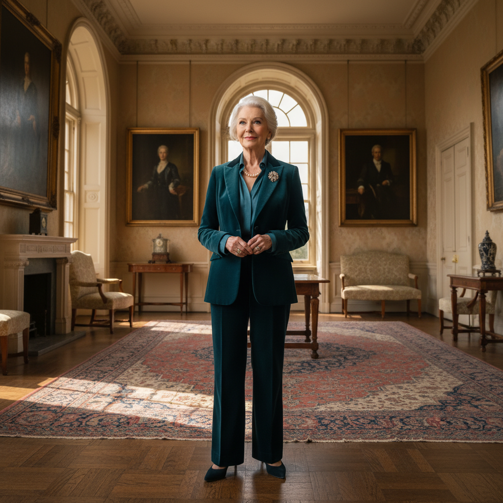 Margaret Whitfield, elegant older woman with silver hair