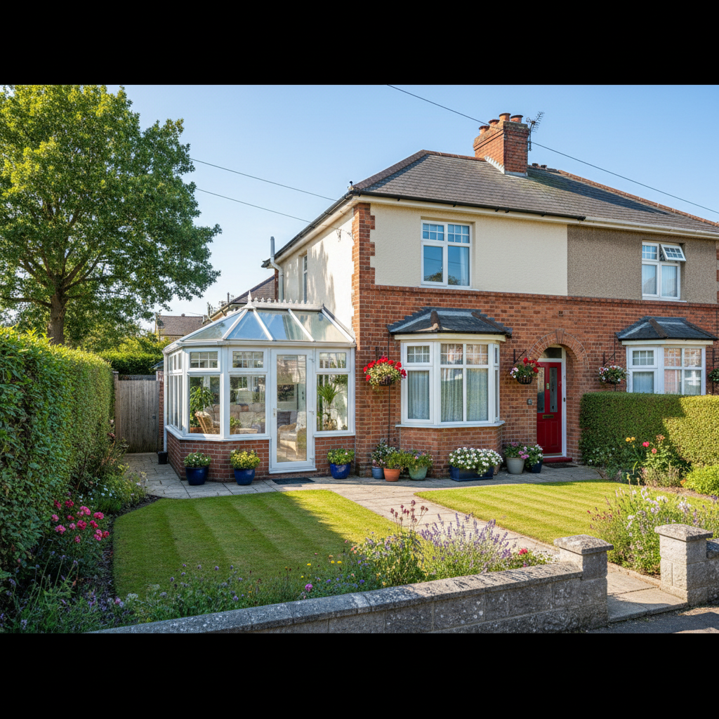 Three-bedroom semi-detached house in Maghull Liverpool with conservatory extension and neat front garden