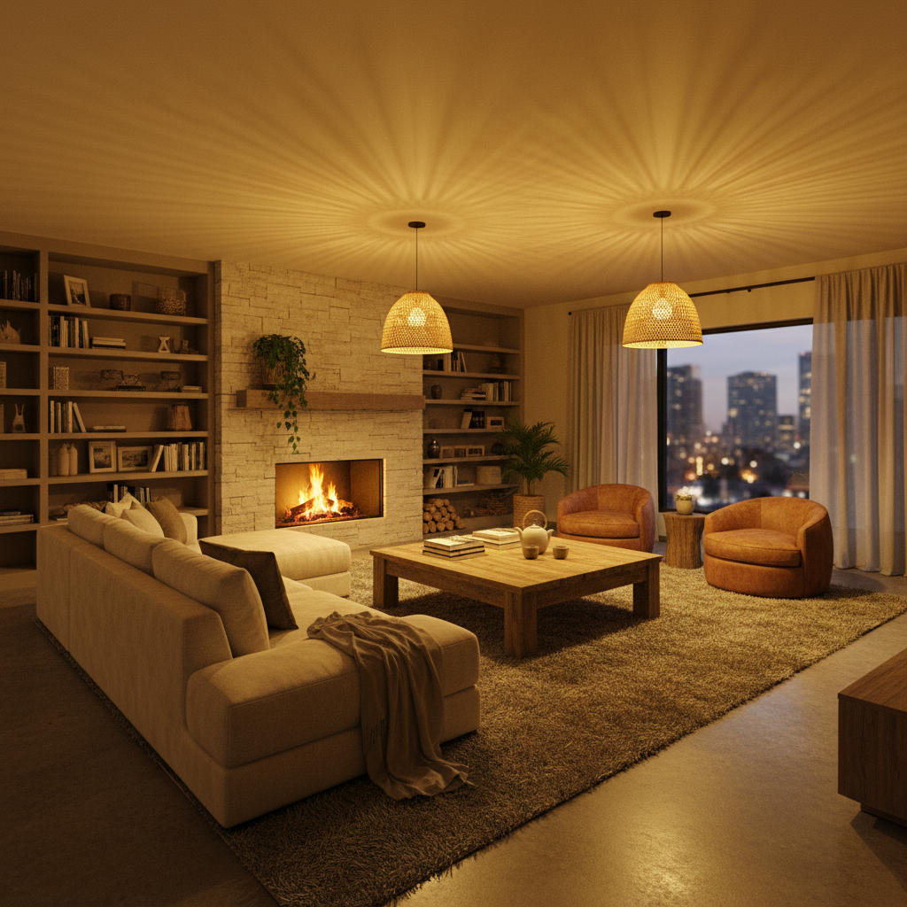Flat MLS listing photo of a living room with yellow-tinted overhead lighting