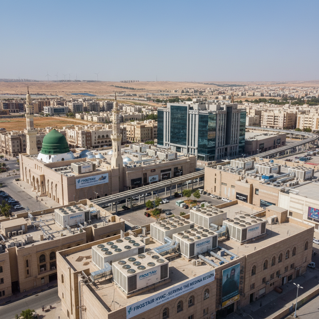 Medina region facilities with FrostAir HVAC service coverage for religious and commercial infrastructure