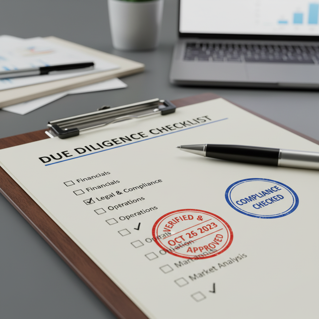 Checklist document with pen and foreign currency notes on desk