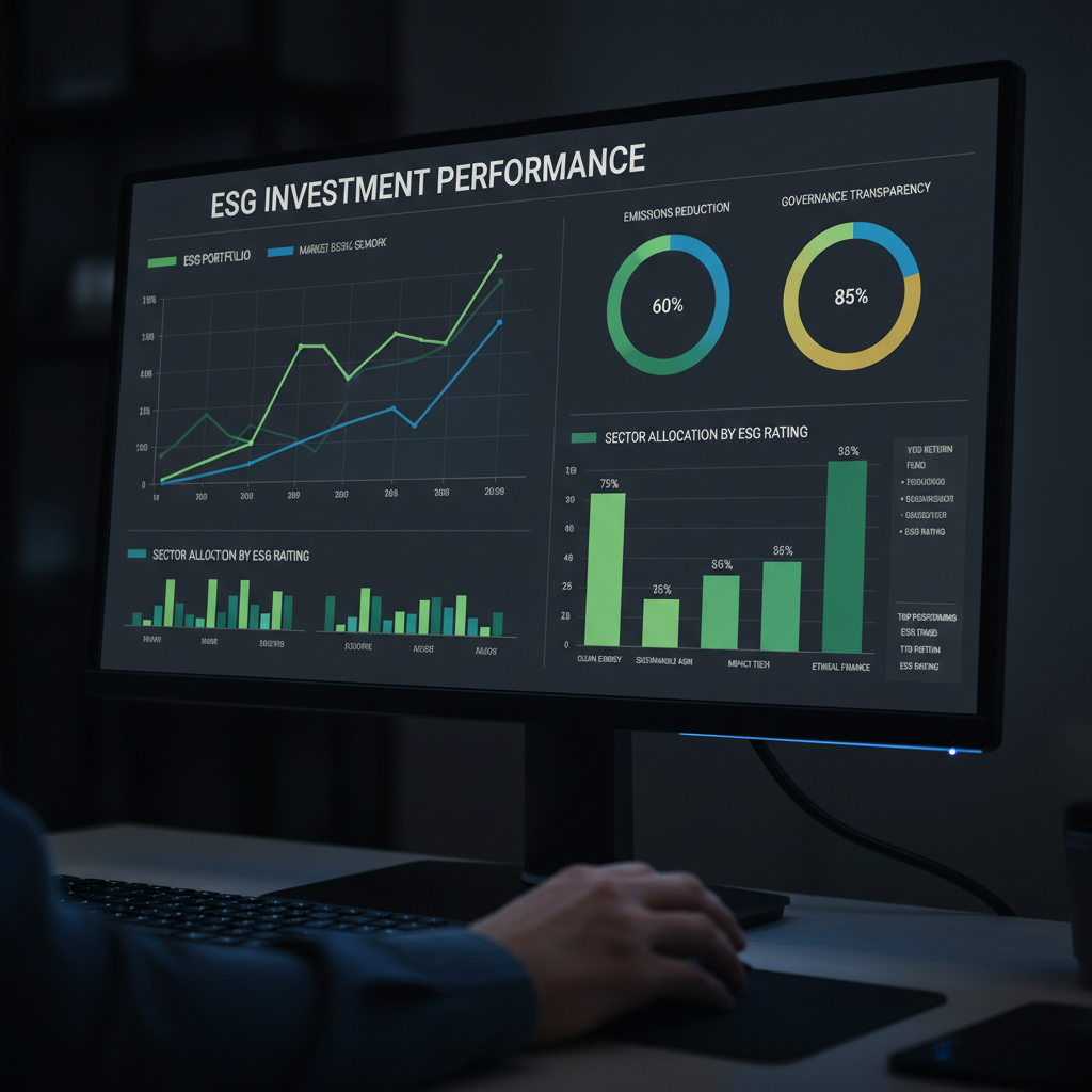 Dashboard corporativo elegante com gráficos de diversidade, KPIs e métricas ESG em tela de computador