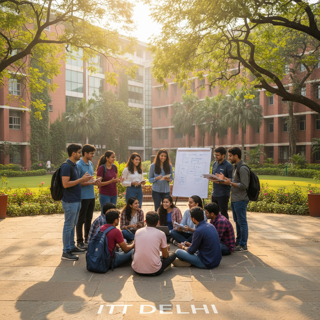 Students and teacher engaged in outdoor activity, bright sunny day, school grounds, cheerful collaborative learning environment